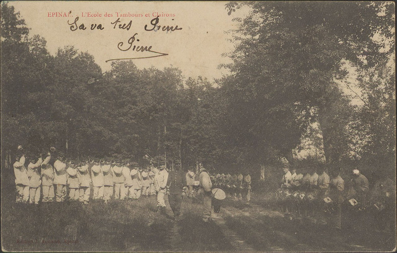 Carte postale ancienne Carte postale, Epinal, L'Ecole des Tambours et Clairons