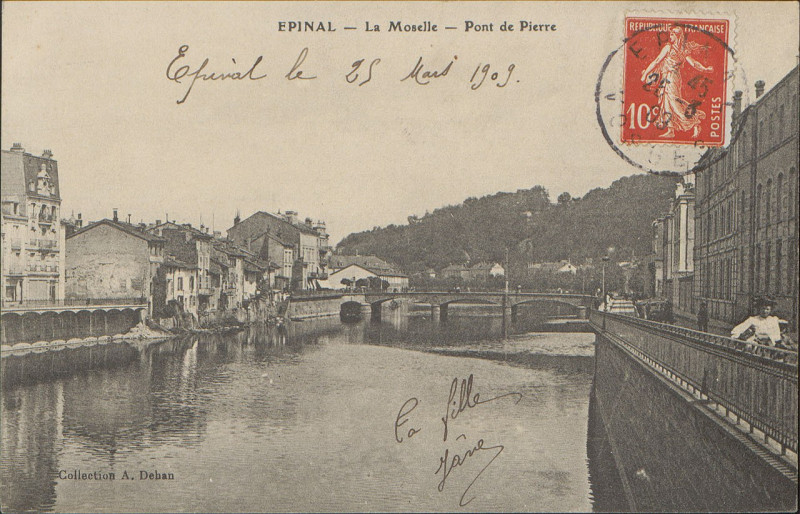 Carte postale ancienne Carte Postale, Epinal, La Moselle, Pont de Pierre