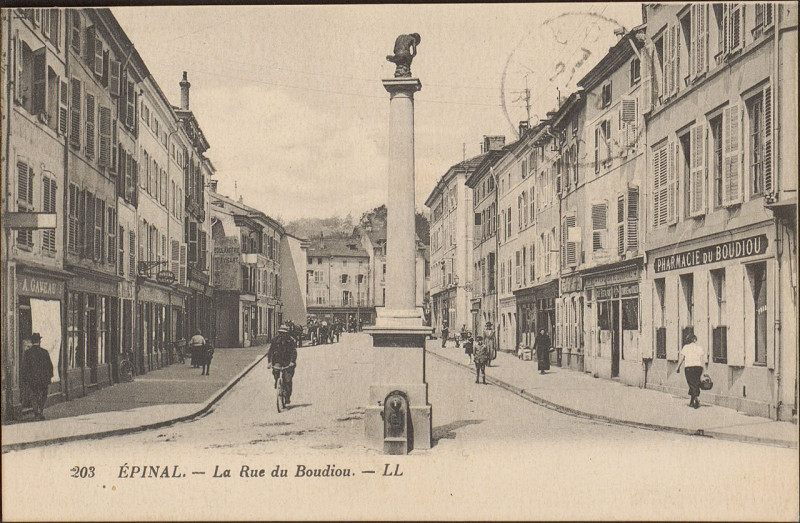 Carte postale ancienne Carte postale, Epinal, La Rue du Boudiou