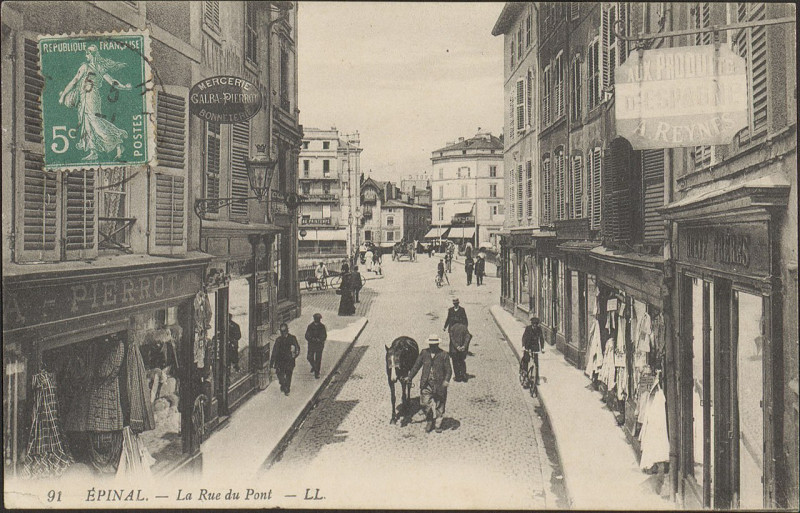 Carte postale ancienne Carte postale, Epinal, La Rue du Pont