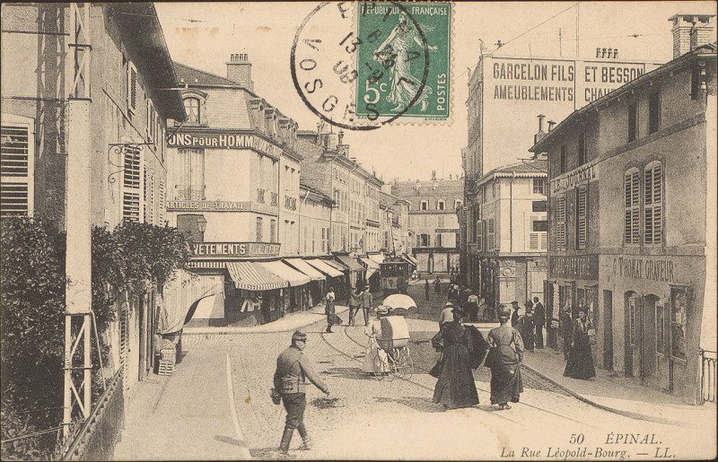 Carte postale ancienne Carte postale, Epinal, La Rue Léopold-Bourg 7