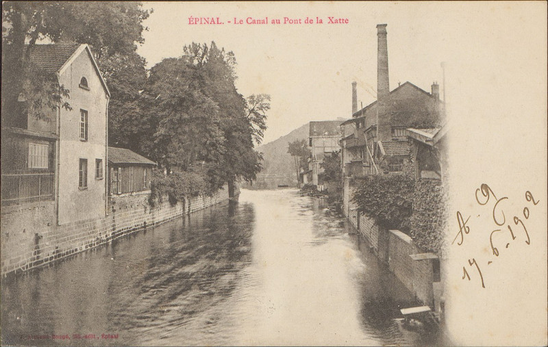Carte postale ancienne Carte postale, Epinal, le Canal au Pont de la Xatte