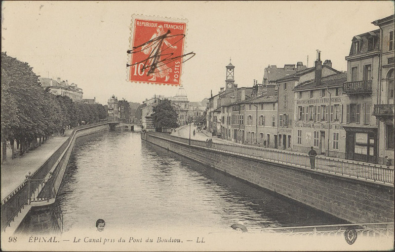 Carte postale ancienne Carte Postale, Epinal, Le Canal pris du Pont du Boudiou