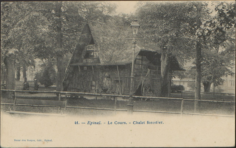 Carte postale ancienne Carte Postale, Epinal, Le Cours, Châlet forestier