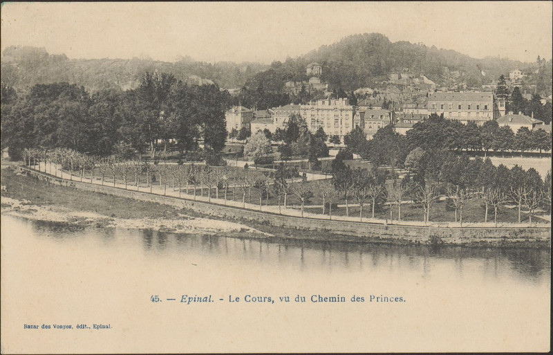 Carte postale ancienne Carte Postale, Epinal, Le Cours, vu du Chemin des Princes