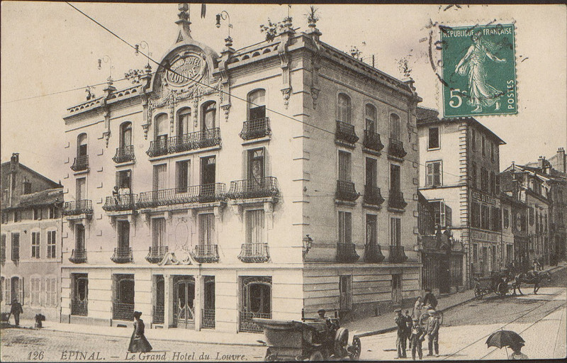 Carte postale ancienne Carte postale, Epinal, Le Grand Hôtel du Louvre