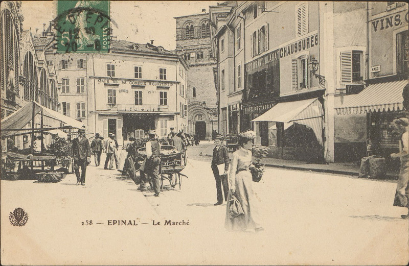 Carte postale ancienne Carte postale, Epinal, Le Marché 5