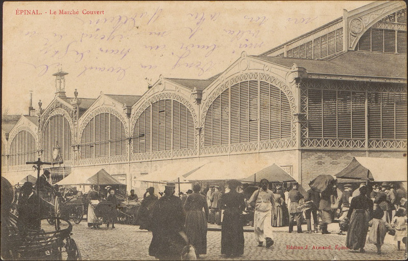 Carte postale ancienne Carte postale, Epinal, Le Marché Couvert 2
