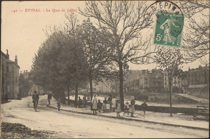 Carte postale ancienne Carte postale, Epinal, Le Quai de Juillet 2