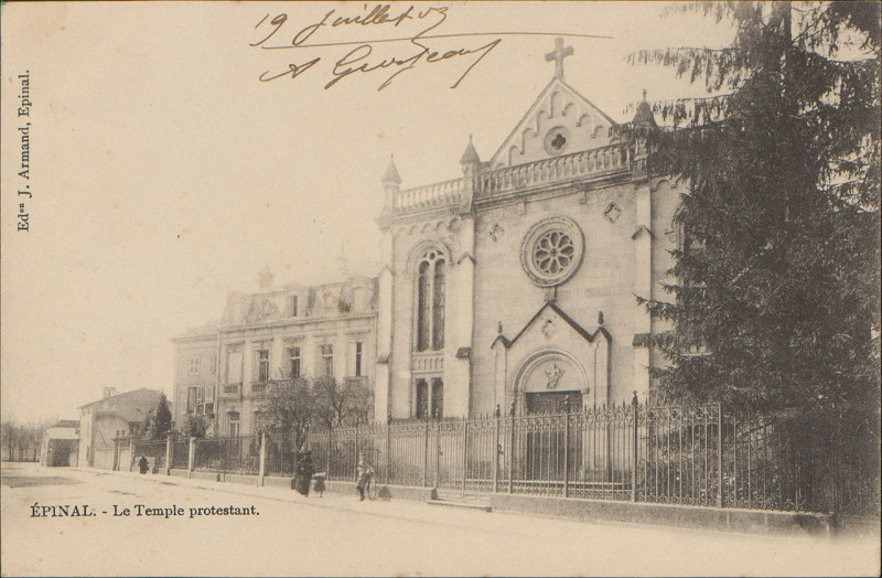 Carte postale ancienne Carte postale, Epinal, Le Temple protestant