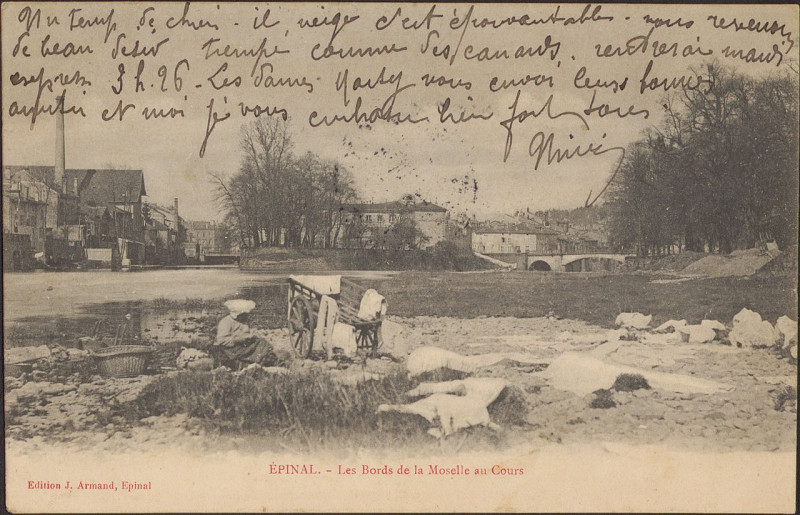 Carte postale ancienne Carte Postale, Epinal, Les Bords de la Moselle au Cours