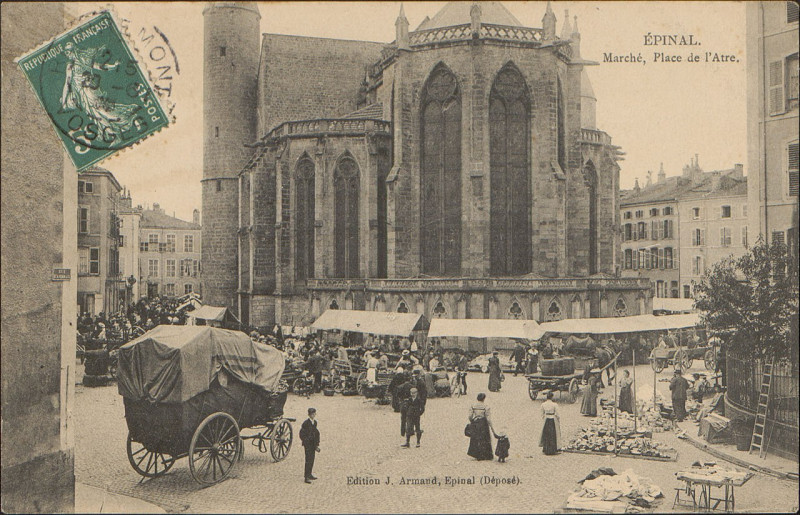 Carte postale ancienne Carte postale, Epinal, Marché, Place de l'Atre 2