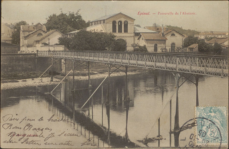 Carte postale ancienne Carte postale, Epinal, Passerelle de l'Abattoir 2
