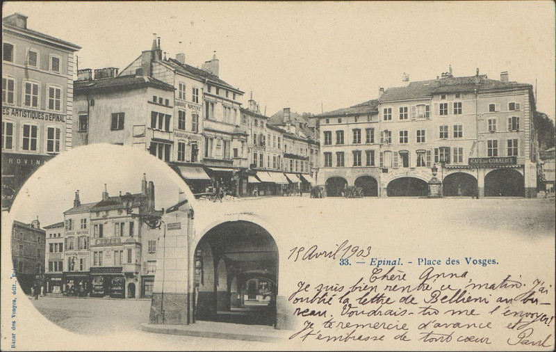 Carte postale ancienne Carte Postale, Epinal, Place des Vosges