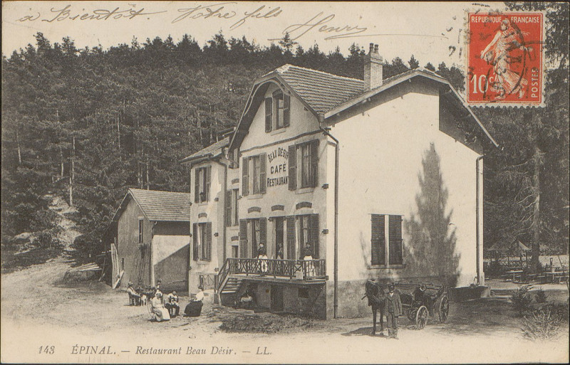 Carte postale ancienne Carte postale, Epinal, Restaurant Beau-Désir