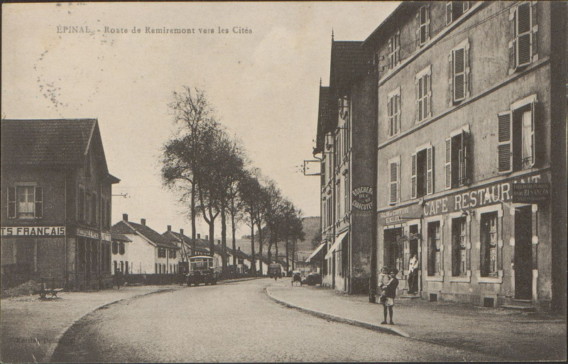 Carte postale ancienne Carte postale, Epinal, Route de Remiremont vers les Cités