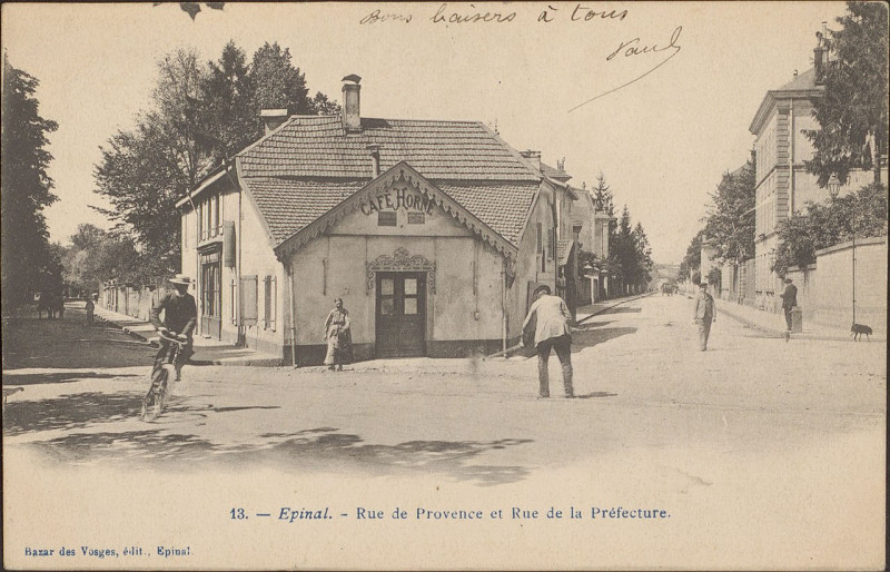 Carte postale ancienne Carte postale, Epinal, Rue de Provence et Rue de la Préfecture
