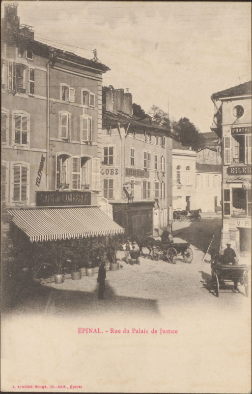 Carte postale ancienne Carte postale, Epinal, Rue du Palais de Justice
