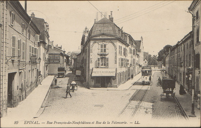 Carte postale ancienne Carte postale, Epinal, Rue François-de-Neufchâteau et Rue de la Faïencerie 2