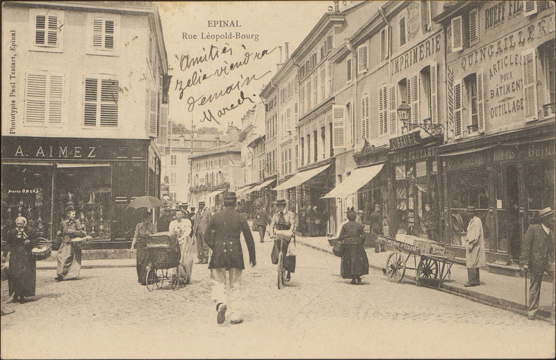 Carte postale ancienne Carte postale, Epinal, Rue Léopold-Bourg 13