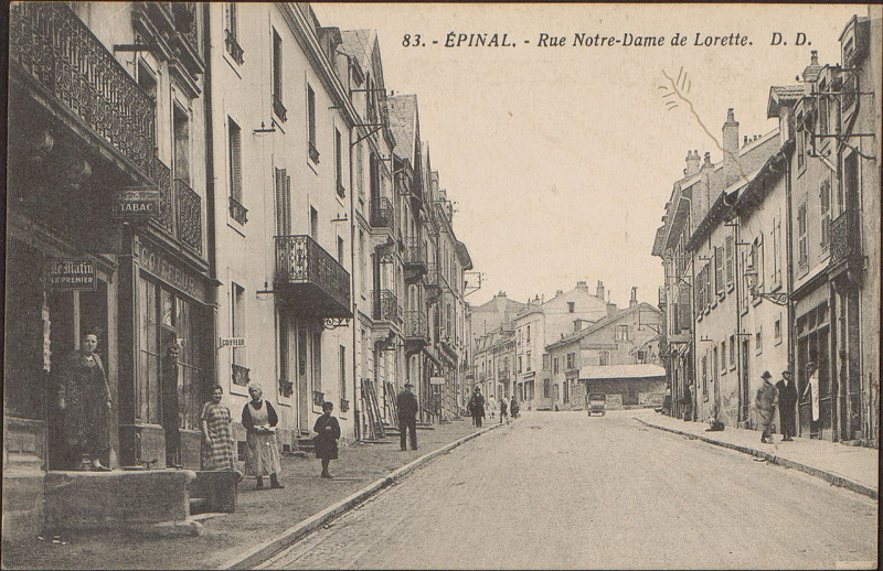 Carte postale ancienne Carte postale, Epinal, Rue Notre-Dame de Lorette
