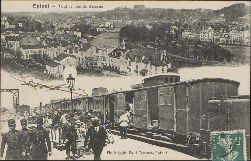 Carte postale ancienne Carte postale, Epinal, Tout le monde descend