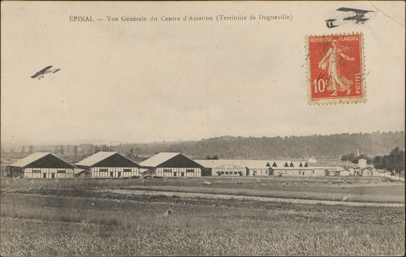 Carte postale ancienne Carte postale, Epinal, Vue générale du Centre d'Aviation (Territoire de Dogneville)