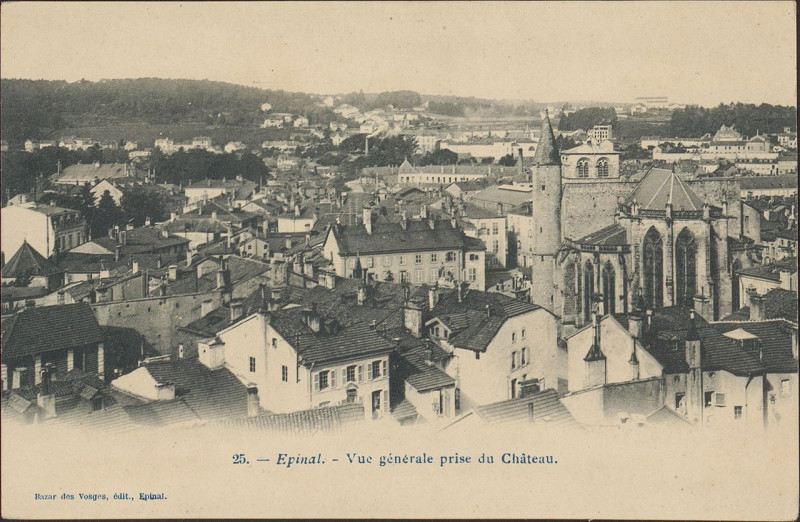 Carte postale ancienne Carte Postale, Epinal, Vue générale prise du Château 3
