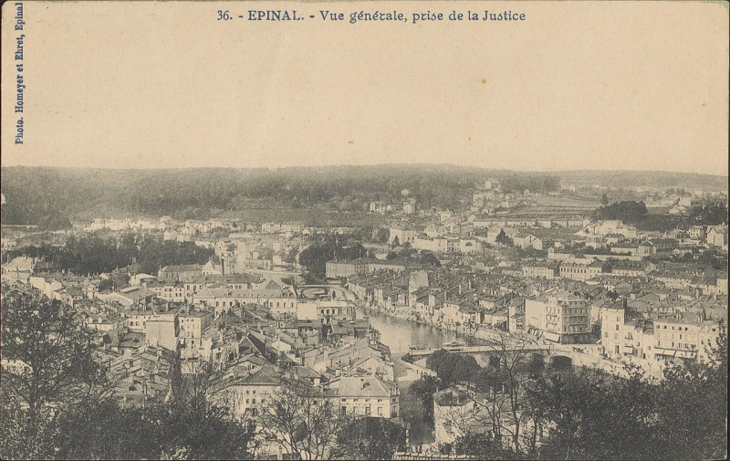 Carte postale ancienne Carte Postale, Epinal, Vue générale, prise de la Justice