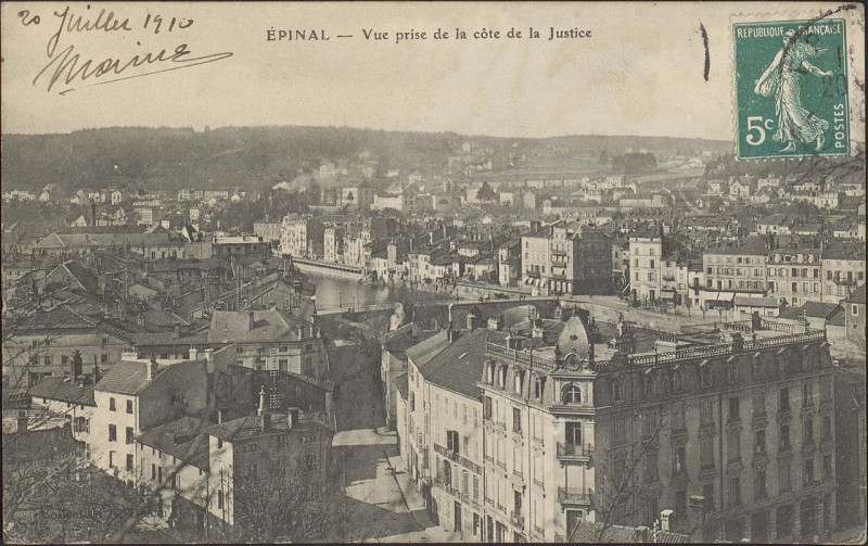 Carte postale ancienne Carte Postale, Epinal, Vue prise de la côte de la Justice