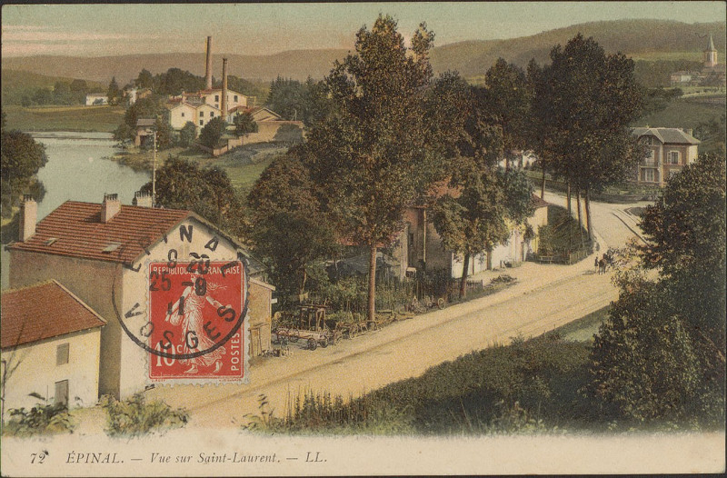Carte postale ancienne Carte postale, Epinal, Vue sur Saint-Laurent