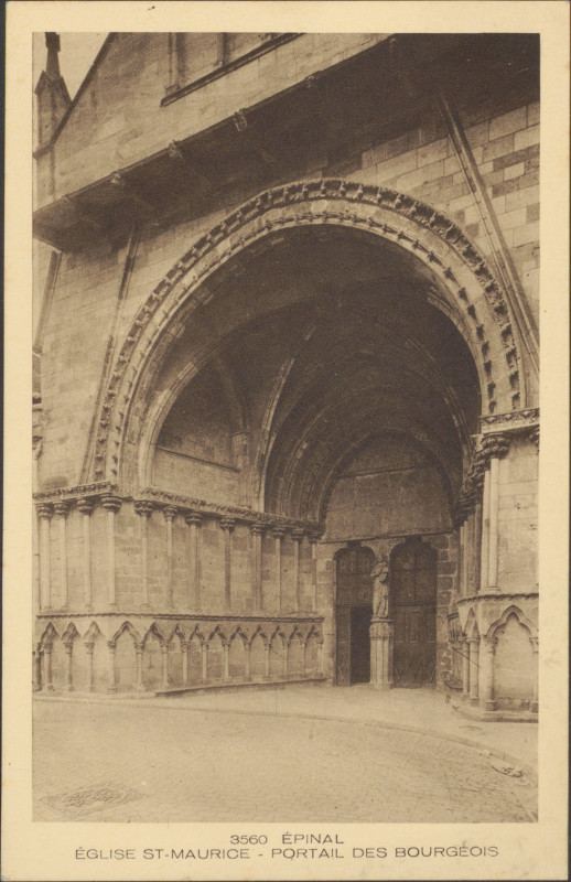Carte postale ancienne Carte postale, Epinal, Eglise Saint-Maurice, Portail des Bourgeois
