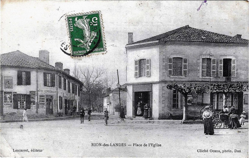 Carte postale ancienne Rion les commerces 1908
