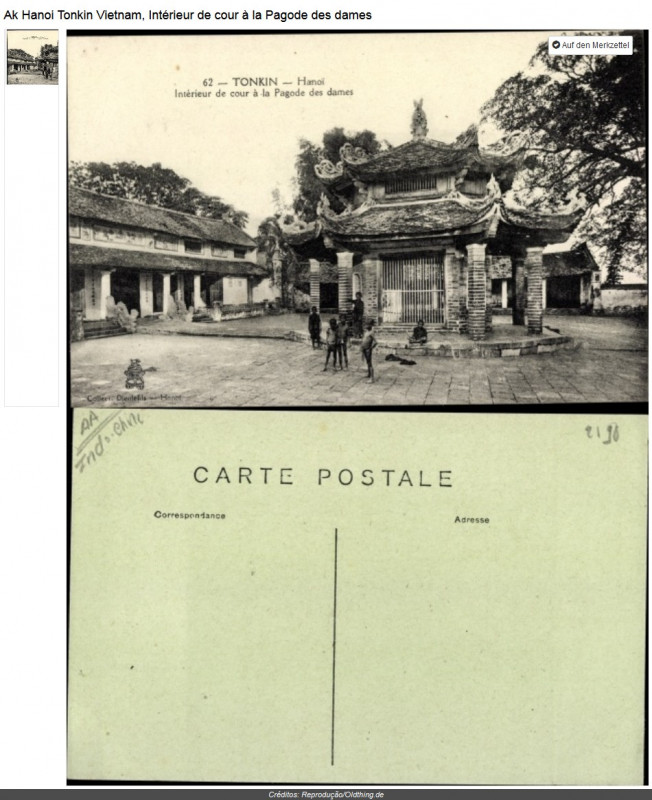 Carte postale ancienne Interiéure de cour à la Pagode des Dames, Hanoï, Tonkin 01