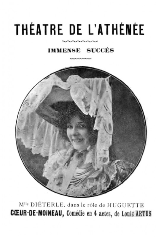 Carte postale ancienne Amélie Diéterle au théâtre (1905) dans « Coeur de moineau » (A)
