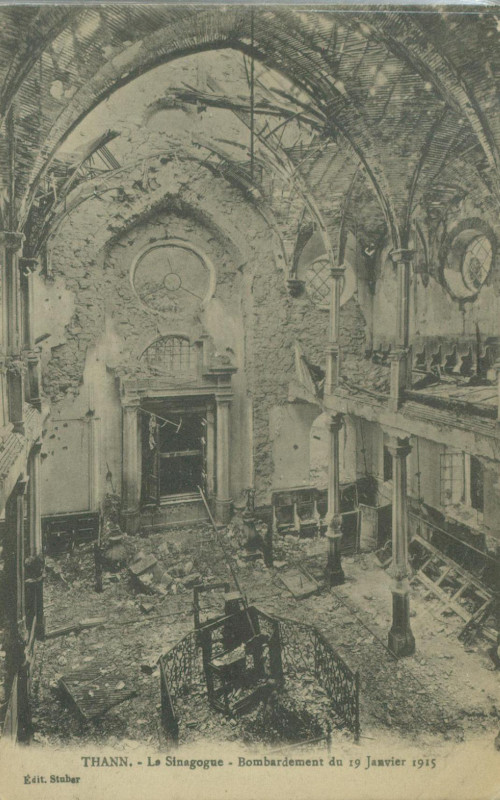 Carte postale ancienne Thann. - La Sinagogue - Bombardement du 19 Janvier 1915 (15482278298) (2) à Thann