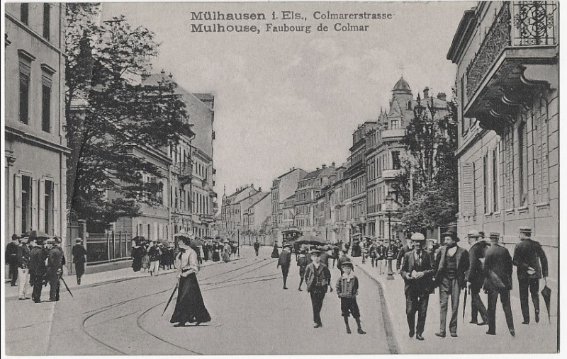 Carte postale ancienne Mülhausen i. Els. Colmarer Straße (Ak Gebr. Metz 1900er) à Mulhouse