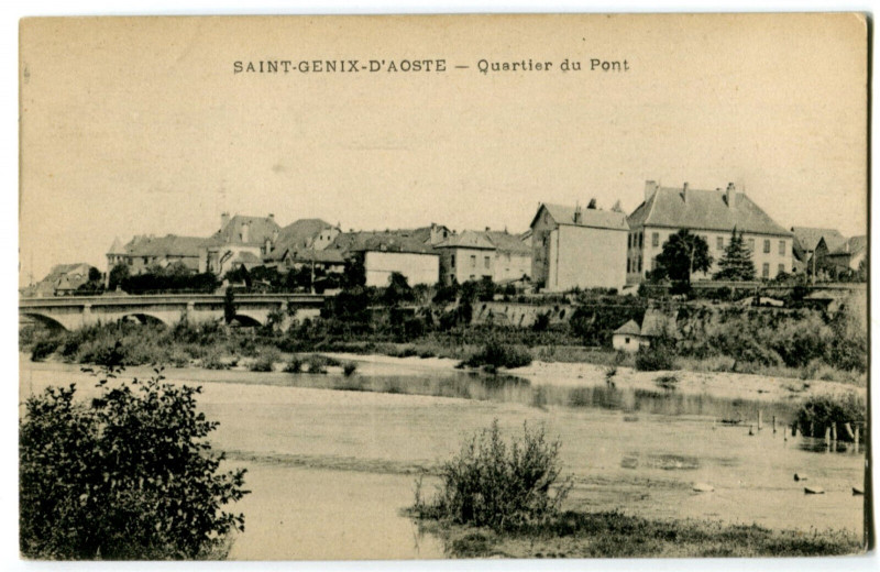 Carte postale ancienne Savoie Saint-Genix d'Aoste Quartier du pont