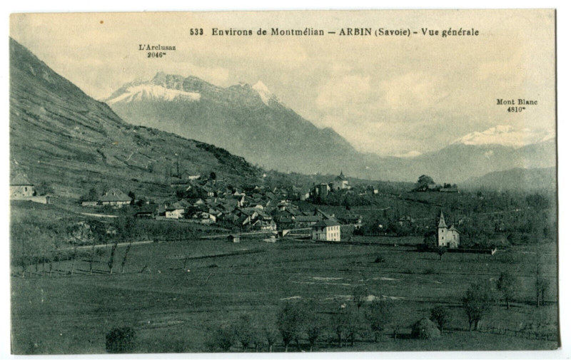 Carte postale ancienne Savoie Environs de Montmélian Arbin Vue générale à Arbin