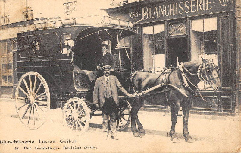Carte postale ancienne Boulogne 65 Rue Saint Denis Blanchisserie Lucien Geibel (cliché rare
