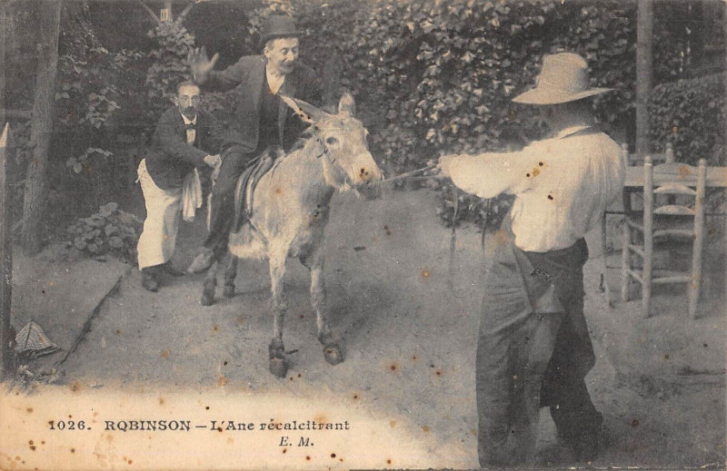 Carte postale ancienne Robinson L'Ane Recalcitrant