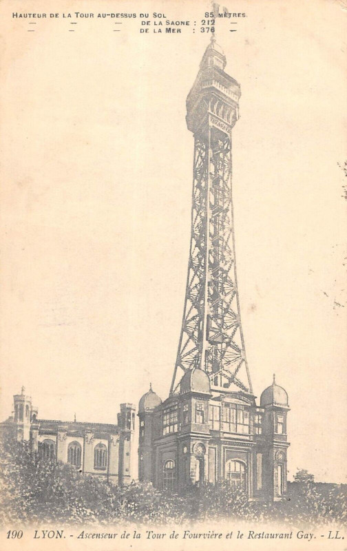 Carte postale ancienne Lyon Ascenseur De La Tour De Fourviere Restaurant Gay à Lyon