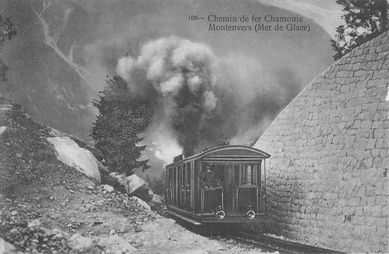 Carte postale ancienne Chemin De Fer Chamonix Montenvers Mer De Glace (Train à Vers