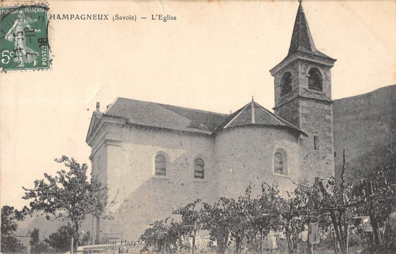 Carte postale ancienne Champagneux L'Eglise (cliché rare à Champagneux