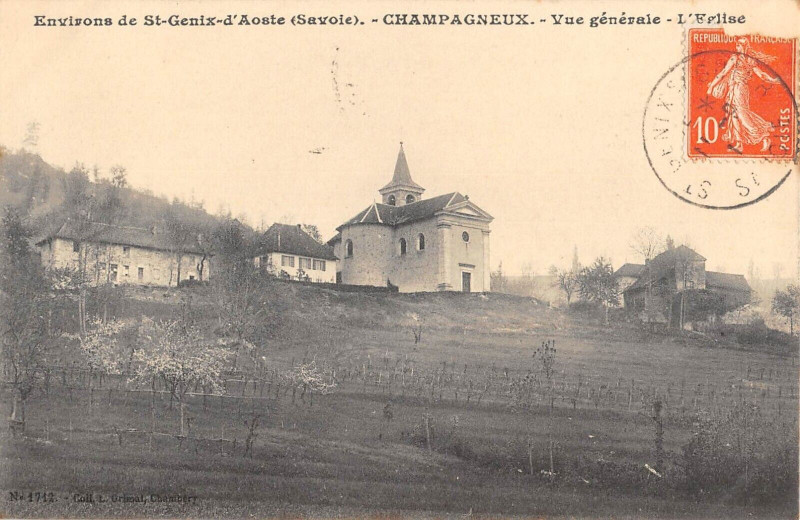 Carte postale ancienne Champagneux Vue Generale Eglise à Champagneux
