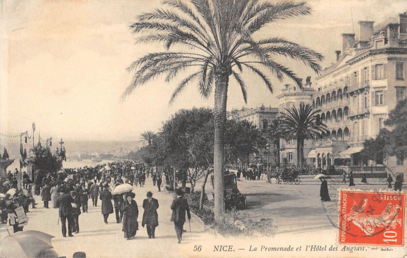 Carte postale ancienne Nice La Promenade Et Hotel Des Anglais à Nice