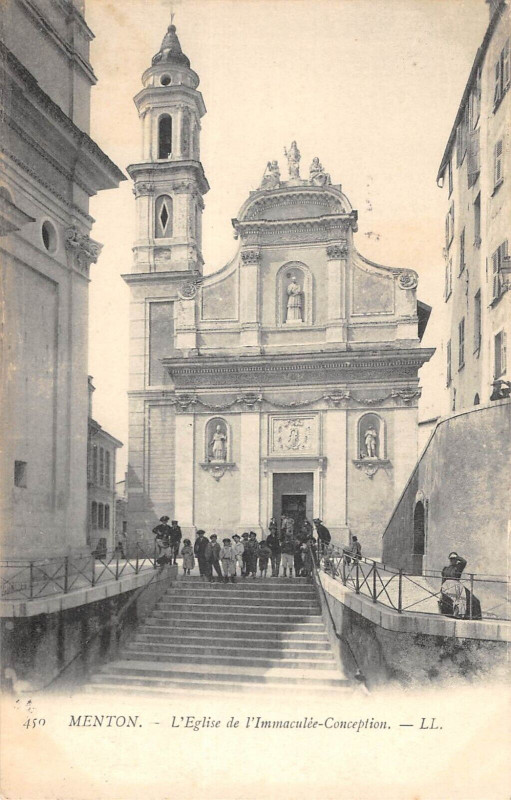 Carte postale ancienne Menton L'Eglise De L'Immaculee Conception à Menton