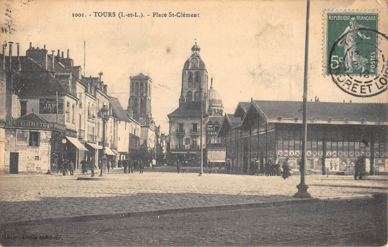 Carte postale ancienne Tours Place Saint Clement à Tours