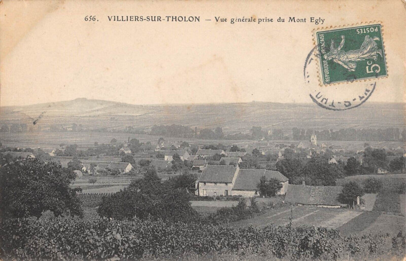 Carte postale ancienne Villiers Sur Tholon Vue Generale Prise Du Mont Egly