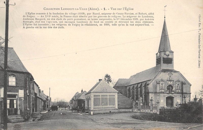 Carte postale ancienne Collection Landouzy La Ville Vue Sur L'Eglise à Landouzy-la-Ville